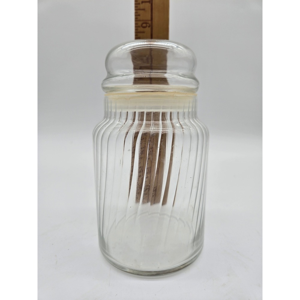 Glass Storage Jar Vintage Swirled Pattern Apothecary Wedding Candy Canister